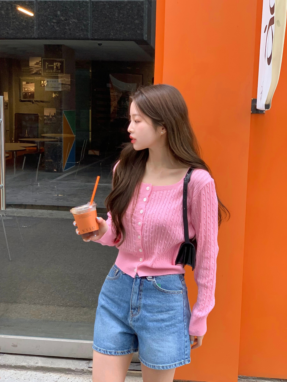 スクエアネックケーブルクロップドニット(6color)