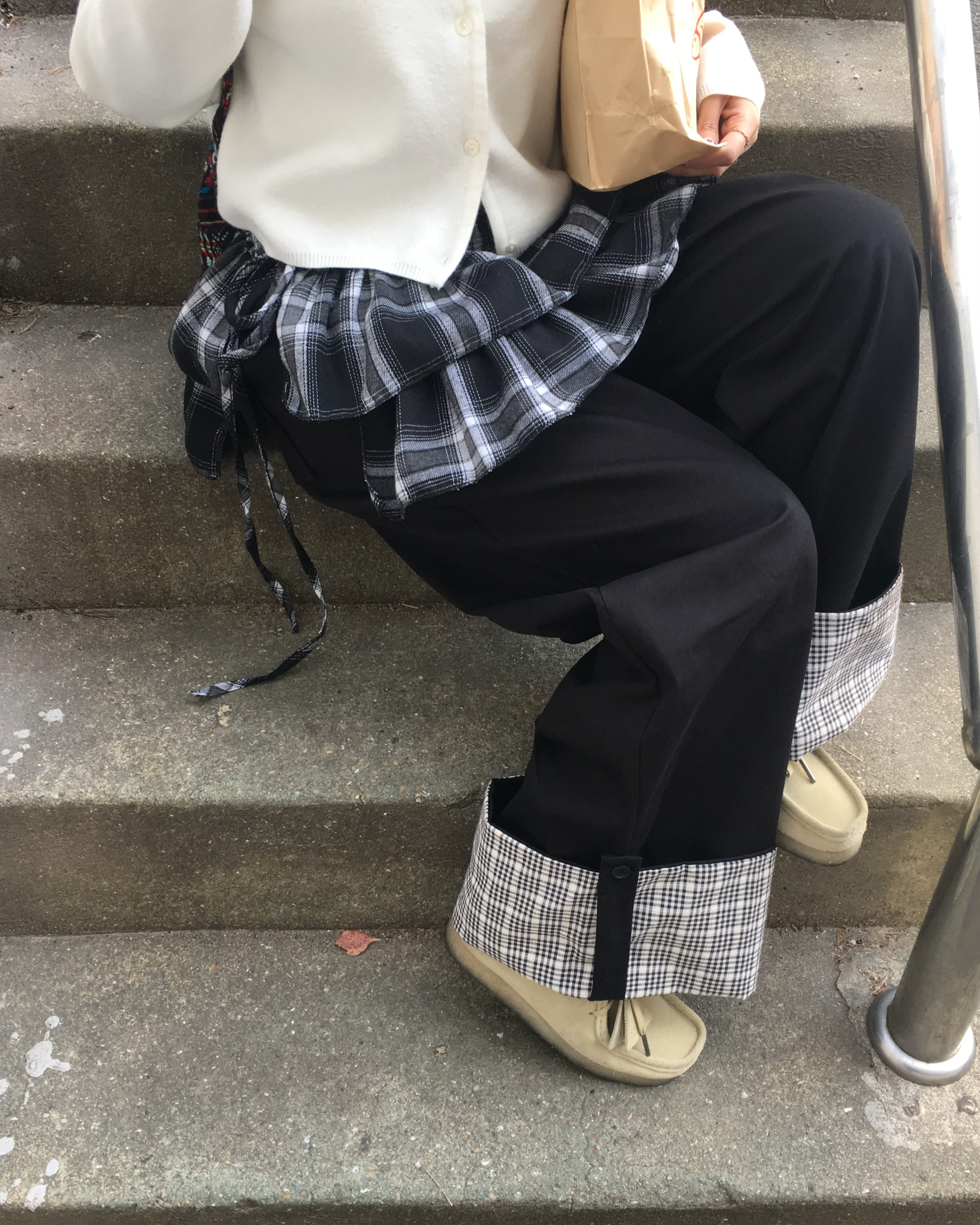 NULLUS ヌルース　24aw チェック柄 レイヤードスカートパンツ チェックレイヤードスカート | ファッション通販サイト NUGU
