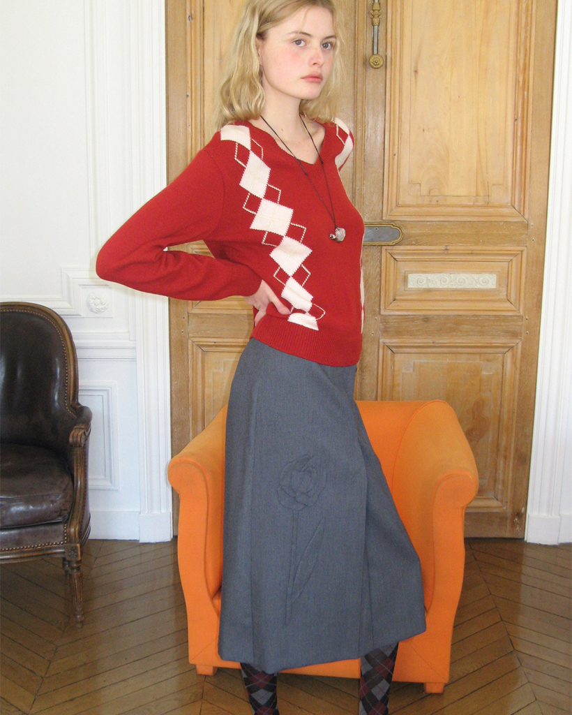 SN Rose Applique Skirt (Grey)