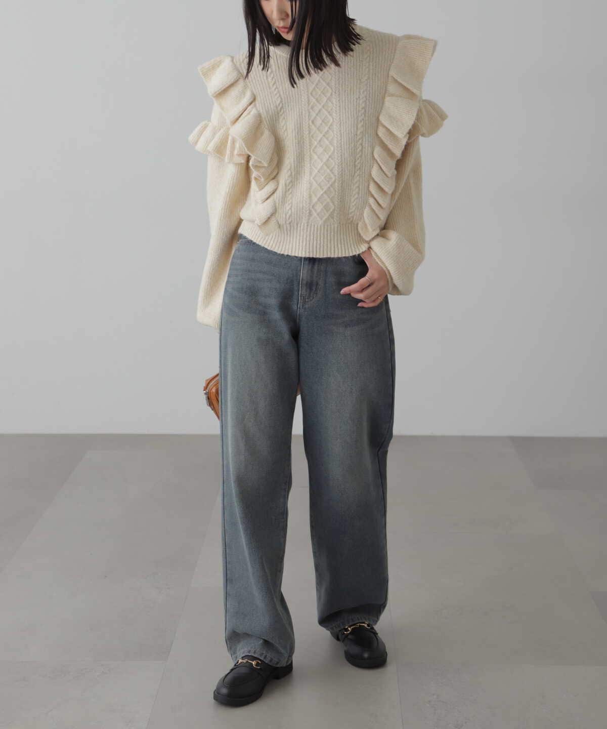 ◇肩フリルケーブルニット | ファッション通販サイト NUGU