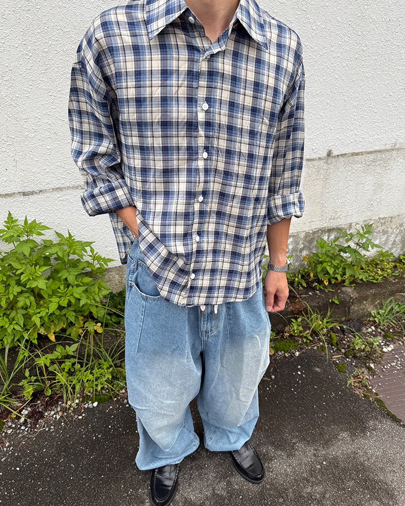 MASTER BUTTON EDITION チェック柄シャツ gym master シャツ スナップボタン2WAY チェックシャツ