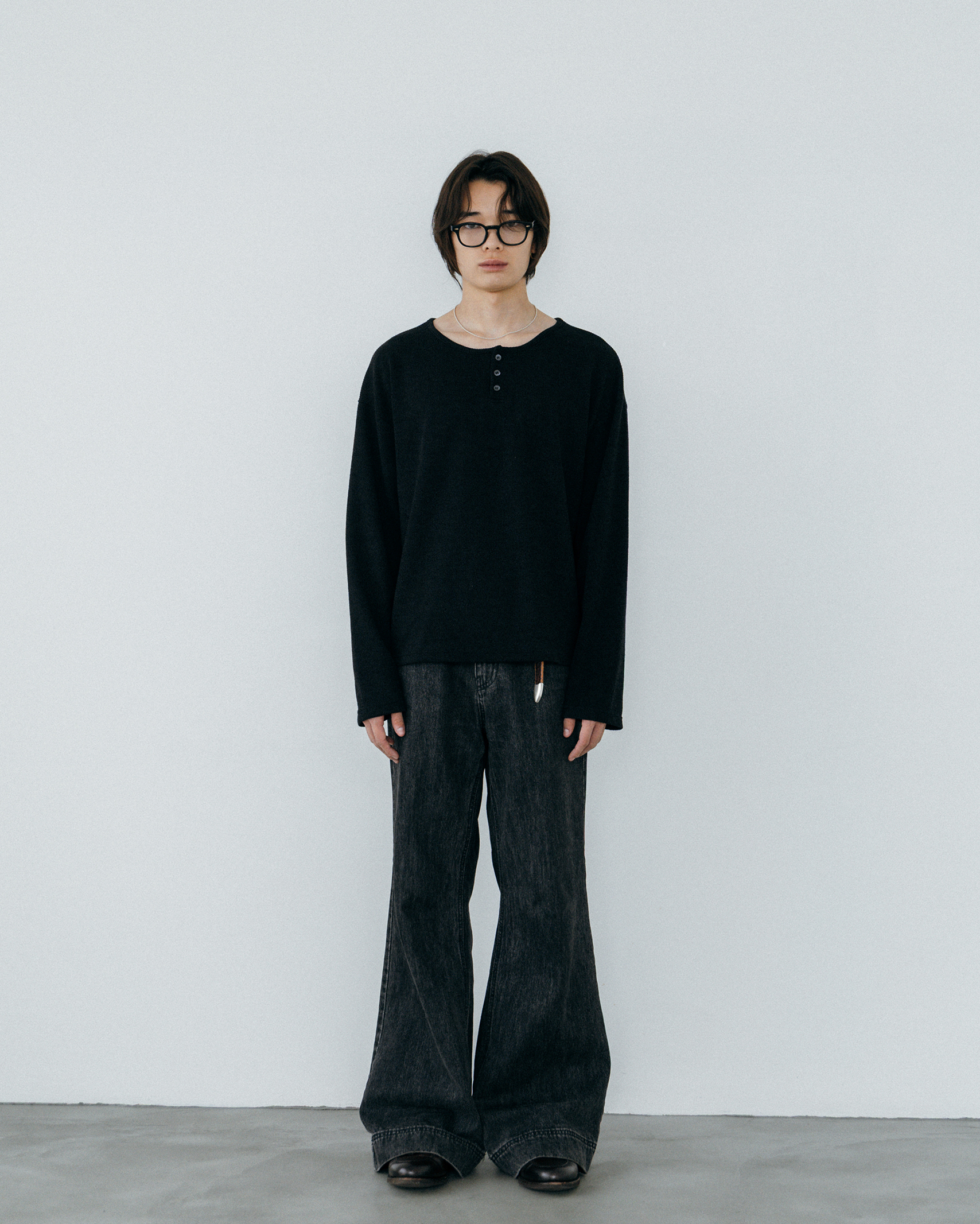 RRLブラックインディゴ ヘンリーネック 長袖カットソー RRLブラックインディゴ ヘンリーネック 長袖カットソー