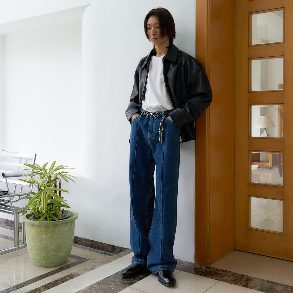 12回再販](ORIGINAL) ピンタックストレートデニムパンツ (medium