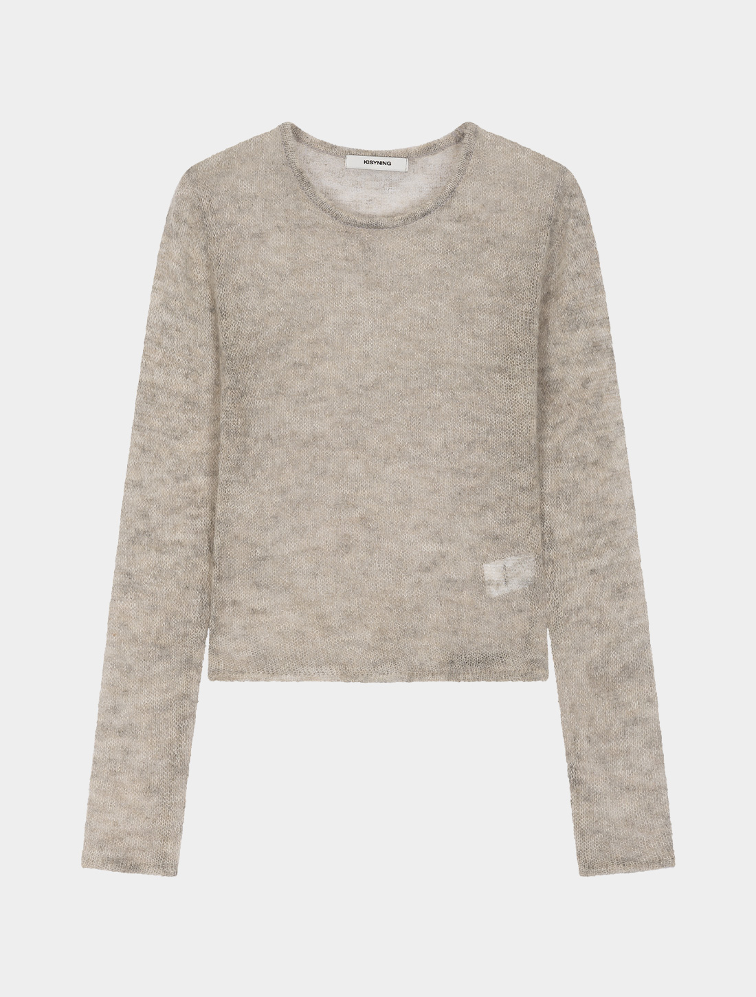 Sheer Crew Neck Sleeve Knit (Gray) | ファッション通販サイト NUGU