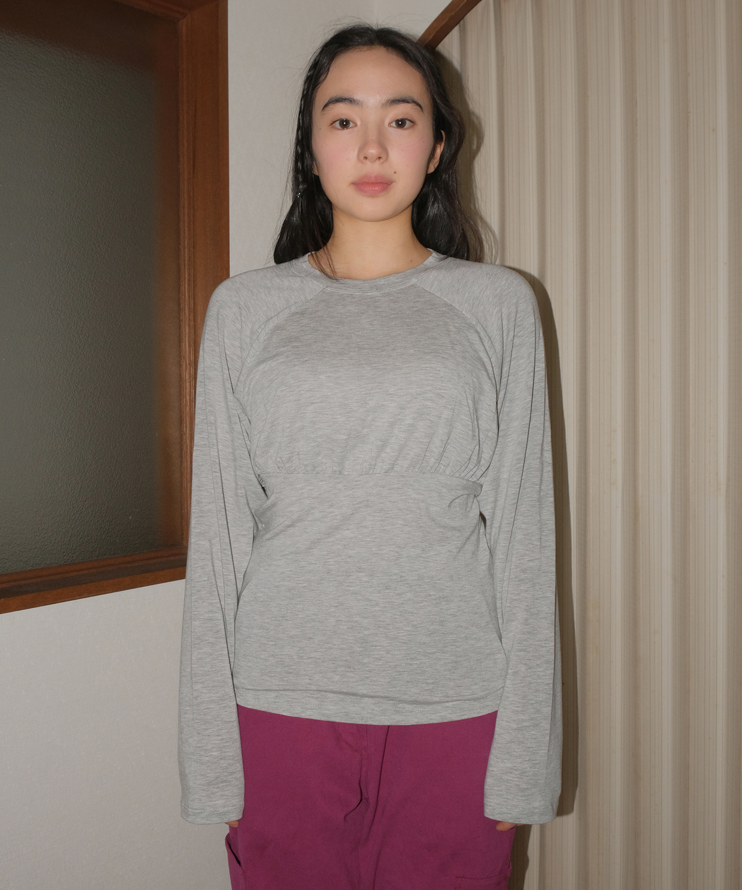 SLIM SHIRRING TEE MOON