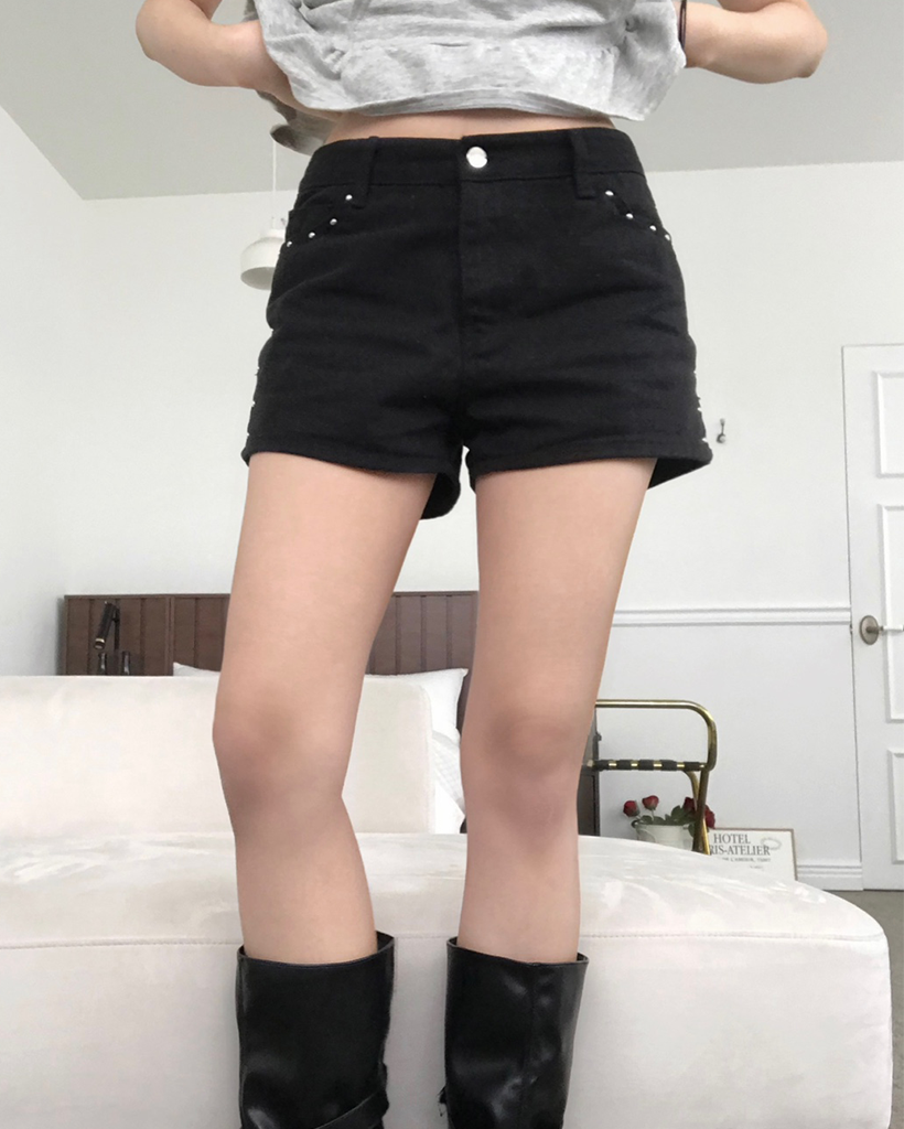 side stud low rise shorts (2color)