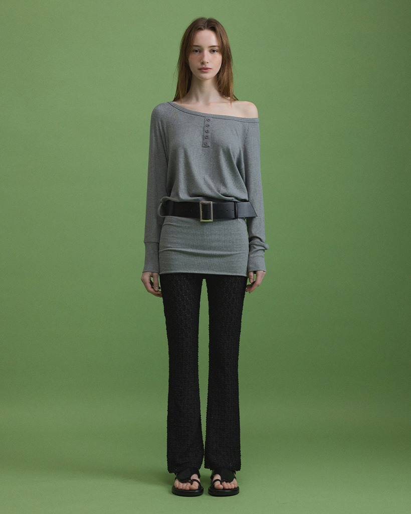 Bain Asymmetrical Shoulder Big-belt T-shirt