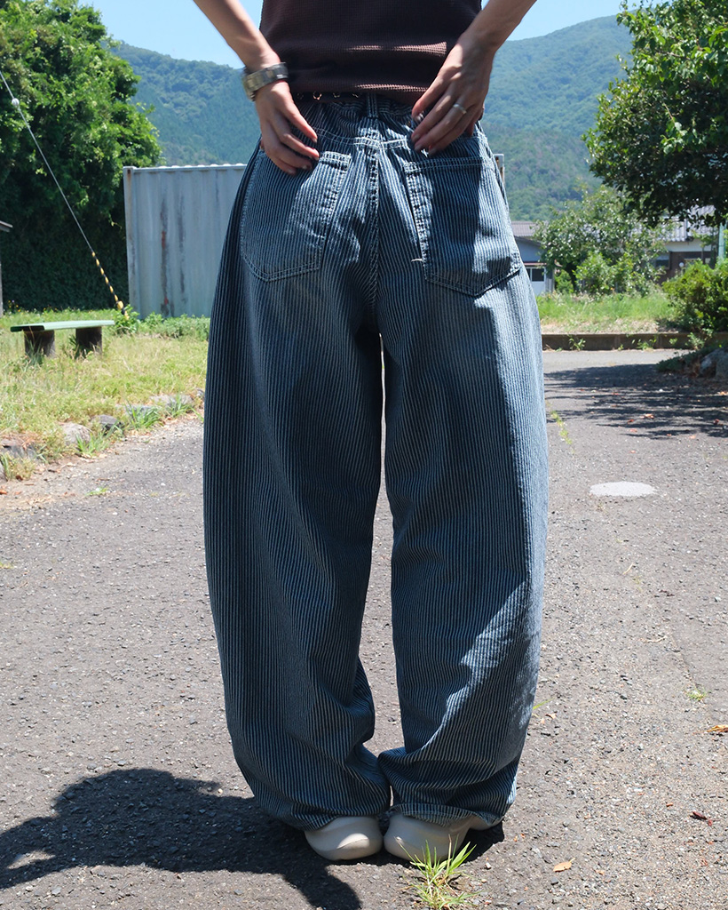 pushpush ストライプ ワイドデニム push push STRIPES PANTS ストライプ ワイドデニム - メルカリ