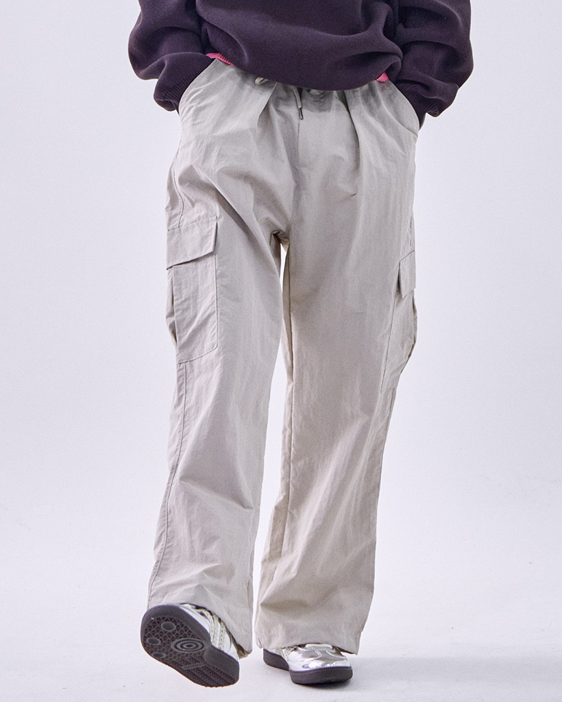 ポケットカーゴナイロンツーウェイストリングバンディングパンツ [ベージュ]