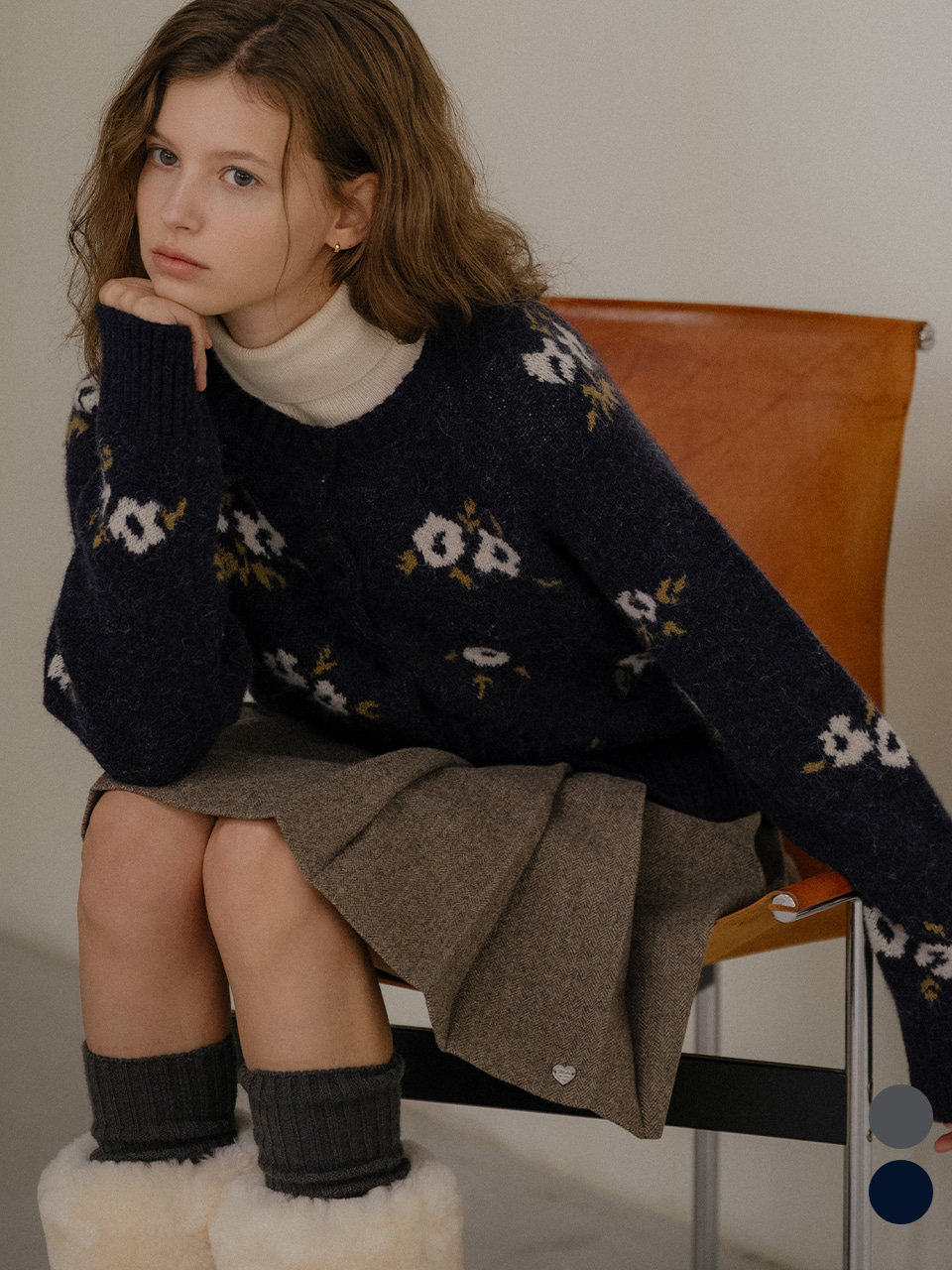 Flower alpaca blended cardigan [TIWT02CD01]_2color