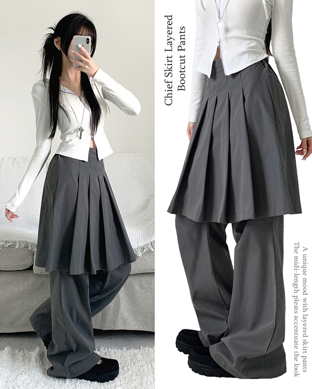 プリーツスカートレイヤードパンツ | ファッション通販サイト NUGU