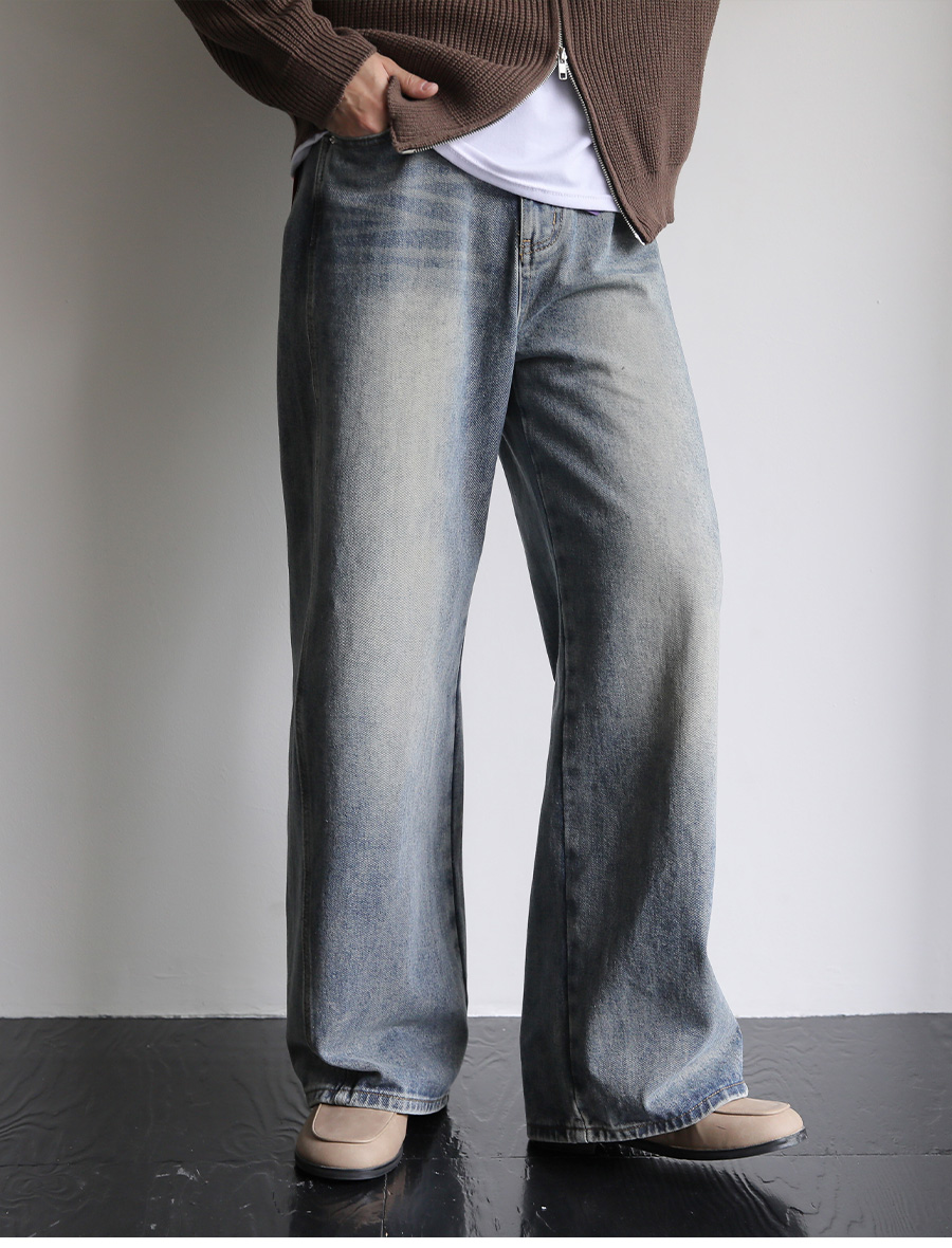 ウォッシュスリットワイドデニムパンツ | ファッション通販