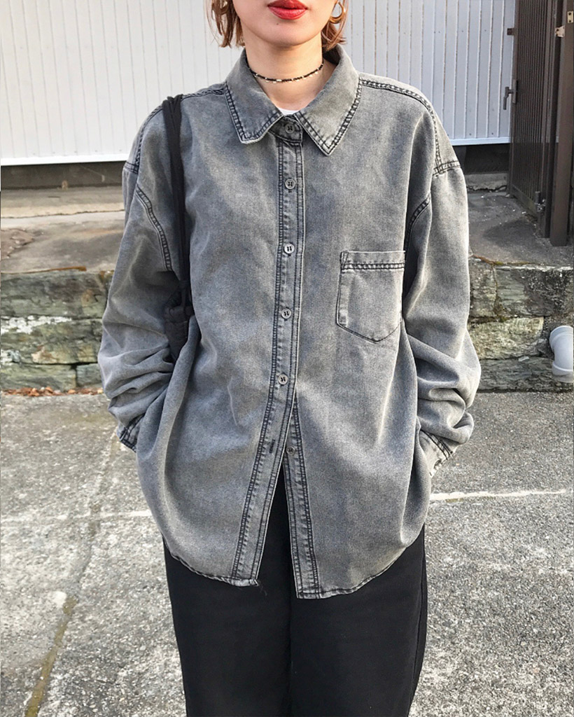 ウォッシュドデニムシャツ