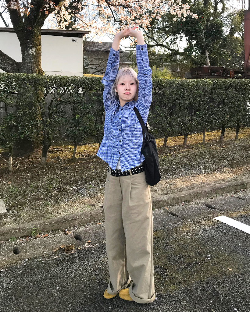 チェックギャザークロップシャツ