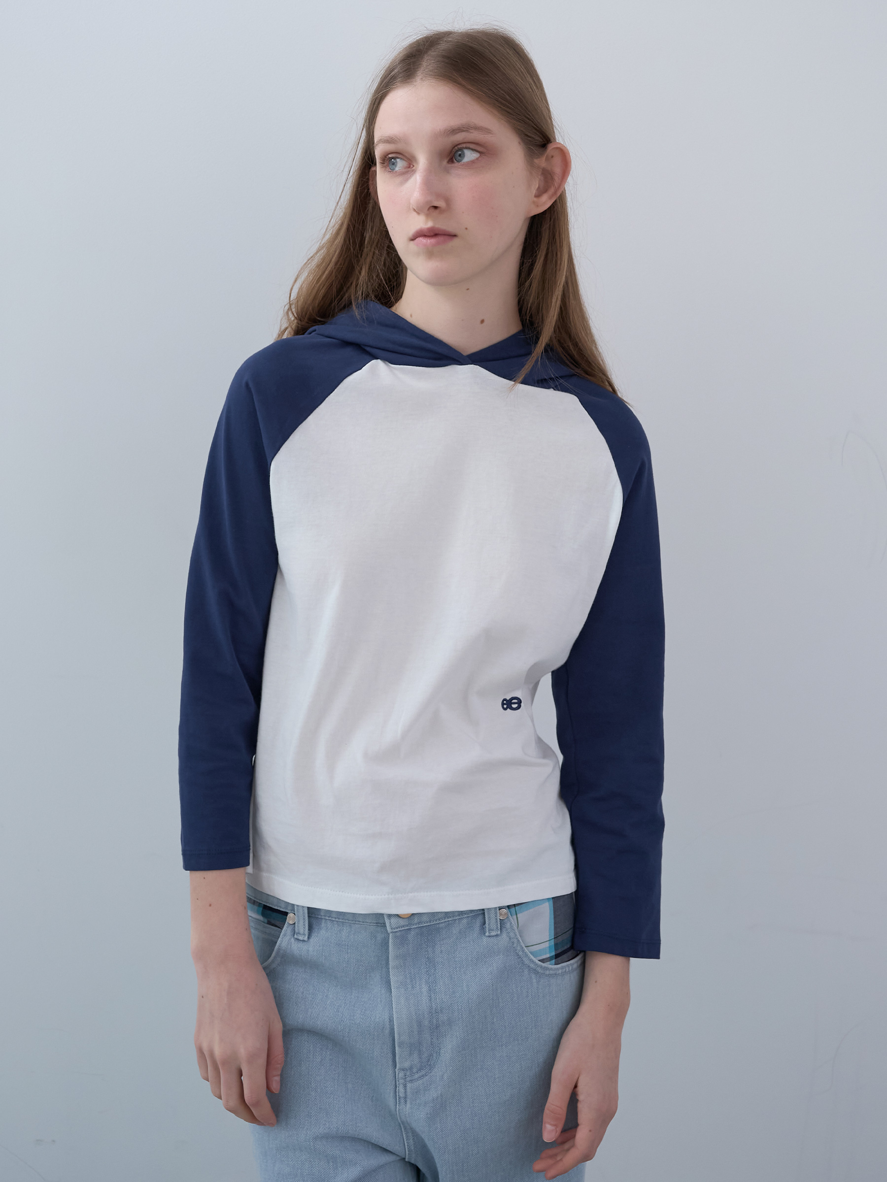 3/4 Sleeve Hooded Shirt (White)