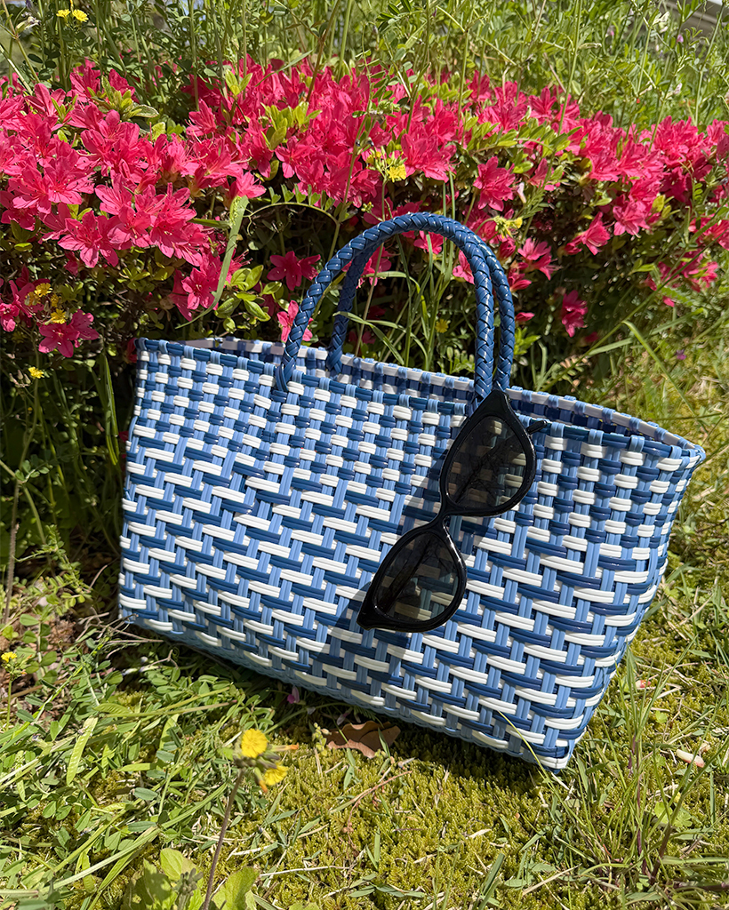 カラーポイントカゴハンドバッグ