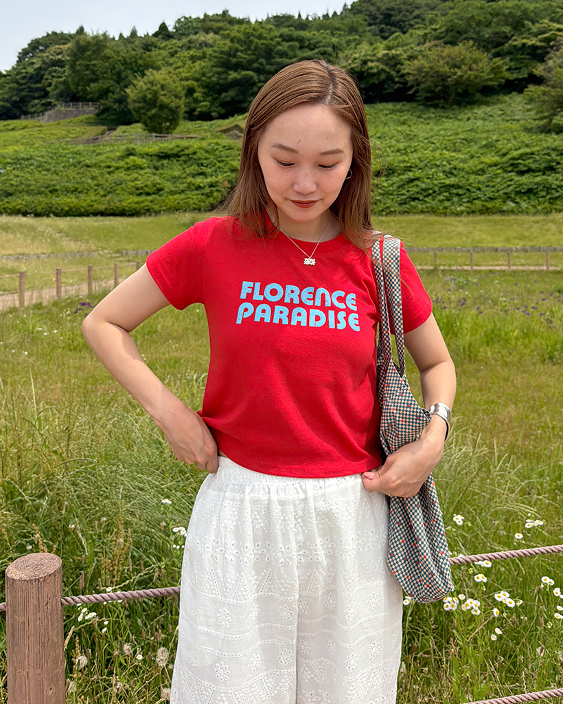ピグメントレタリングハーフスリーブTシャツ
