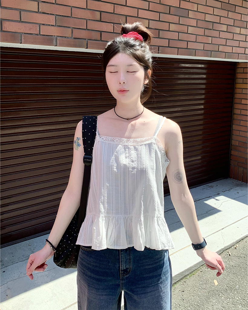 レースシャーリングキャミブブラウス