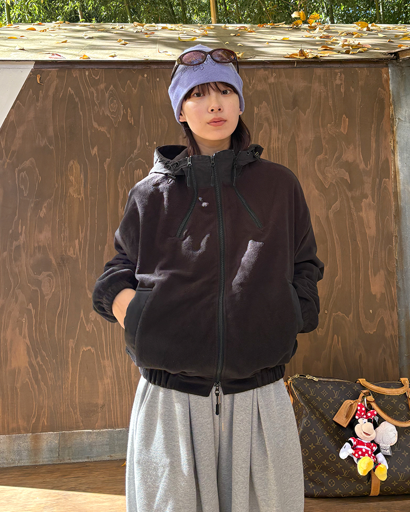 (ユニセックス)フリースフーディジップアップ