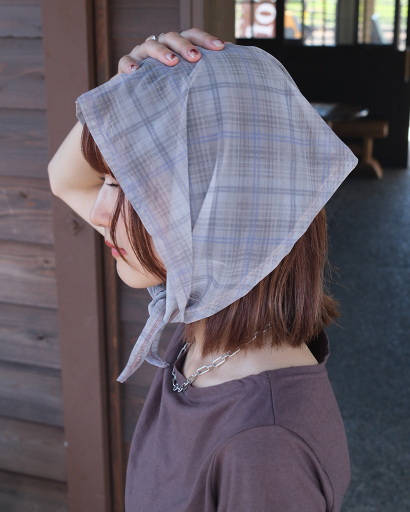 未使用　タグ付　NERGY バンダナ柄　ブラトップ グレー チェックヘアバンダナ | ファッション通販サイト NUGU