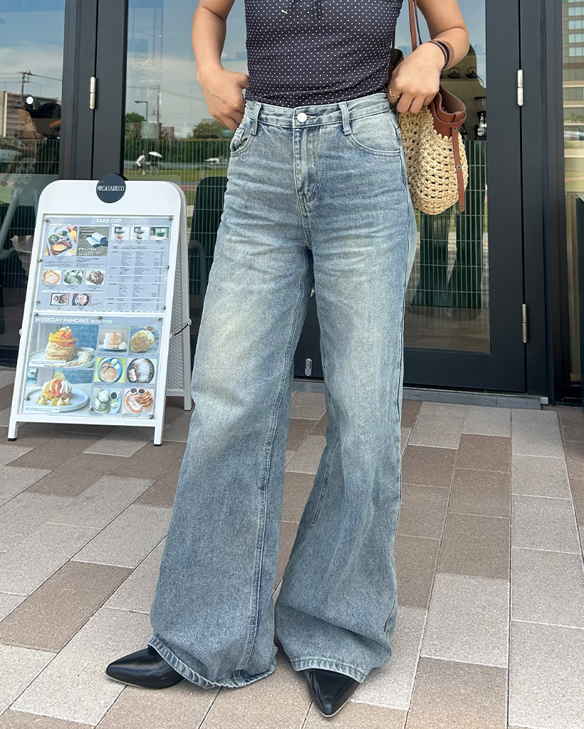 ウォッシングワイドデニムパンツ