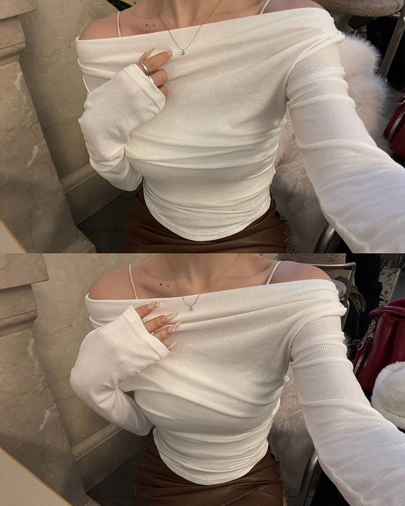 ワンオフドレープロングスリーブTシャツ