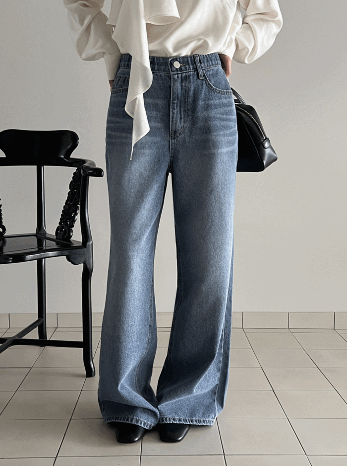 ウエストゴムワイドデニムパンツ