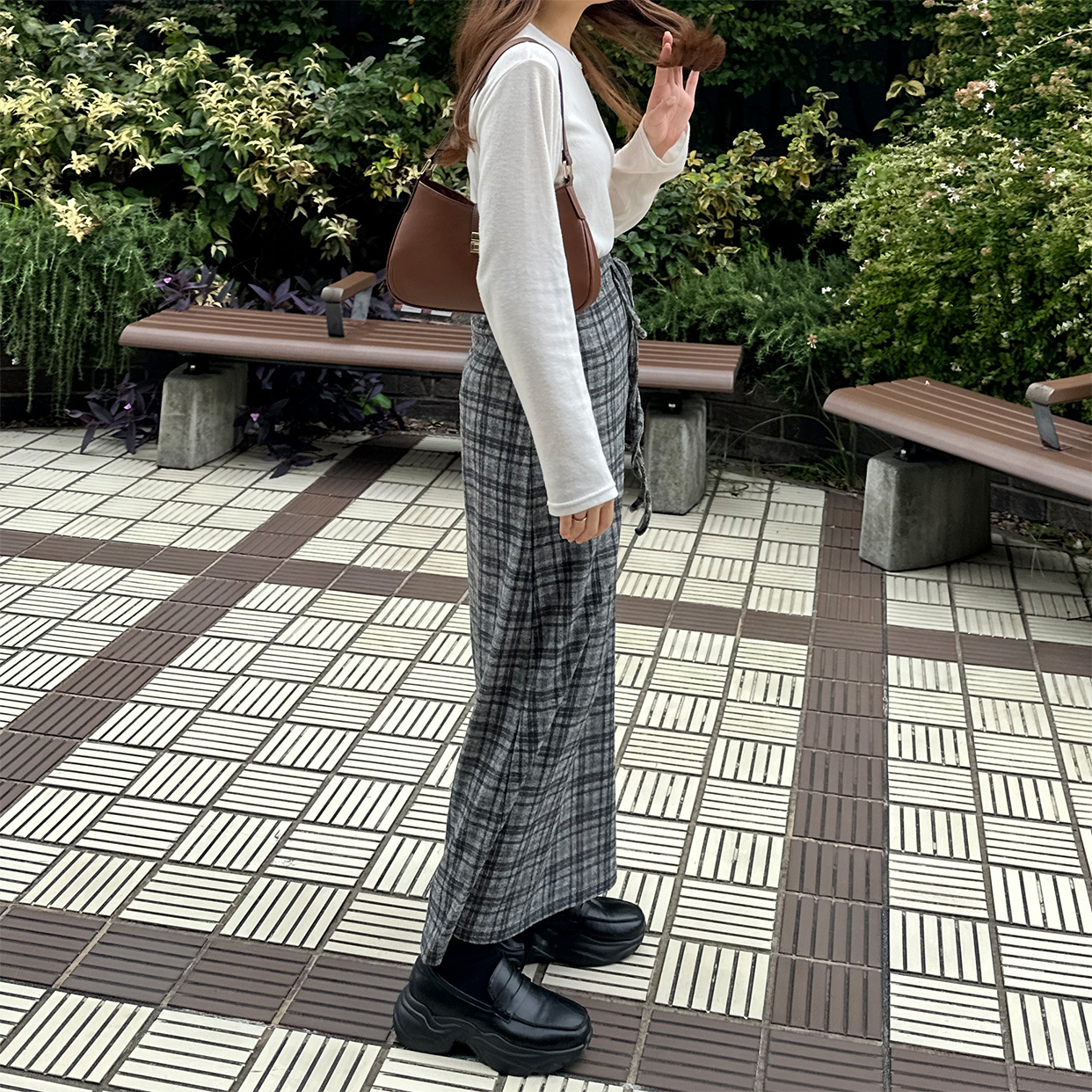 レトロチェックロングスカート | ファッション通販サイト NUGU