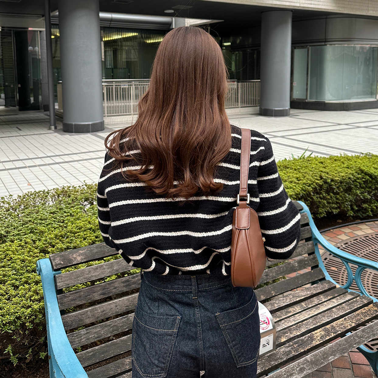 マカフィー カーディガン ノーカラー ボーダー 金ボタン マカフィー