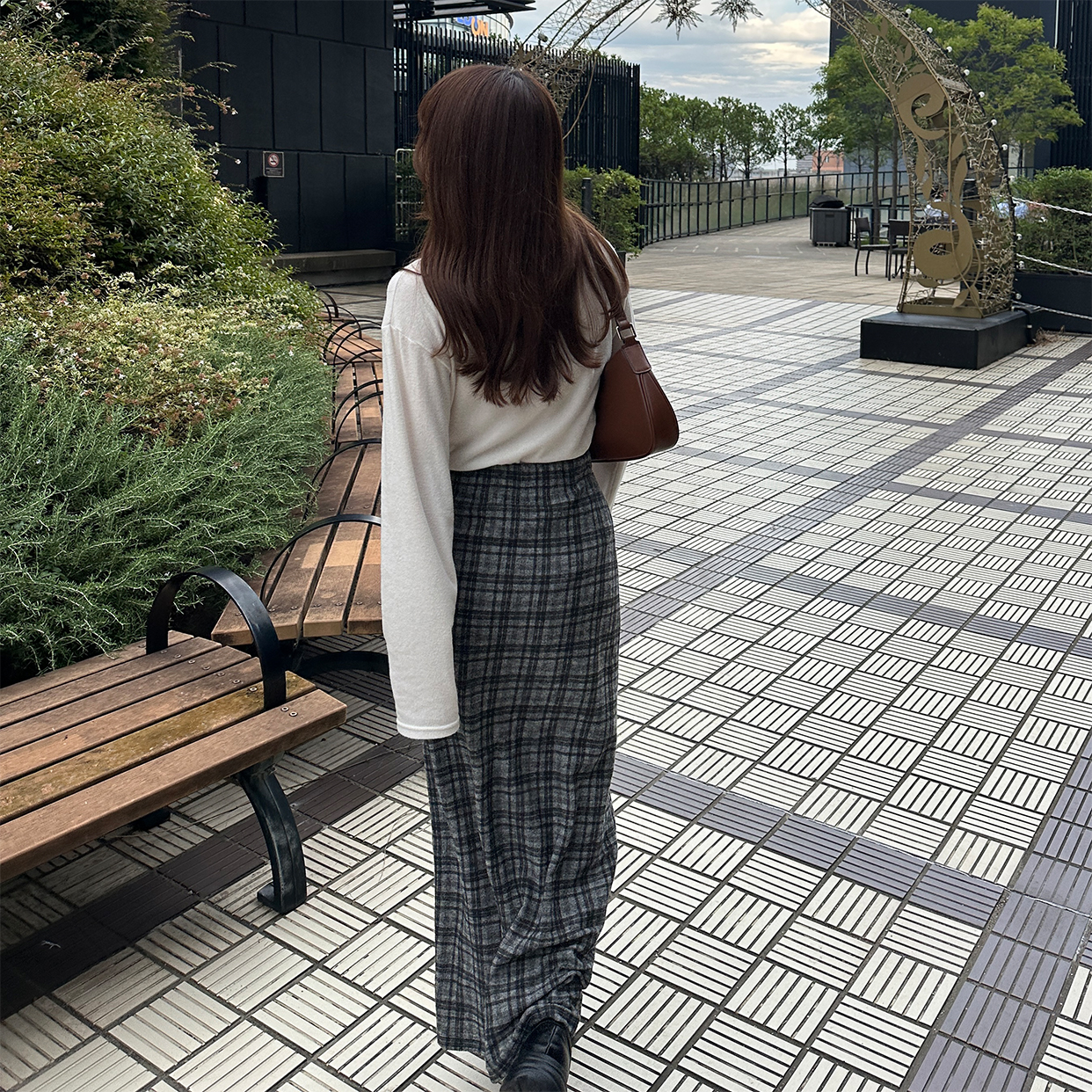 レトロチェックロングスカート | ファッション通販サイト NUGU