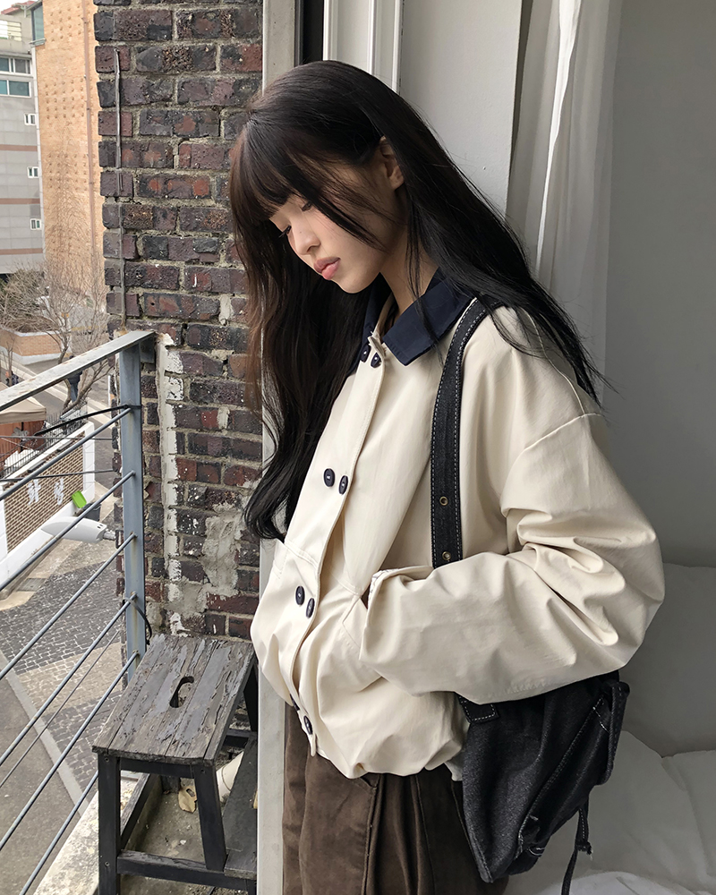 ボタンバイカラークロップドジャケット