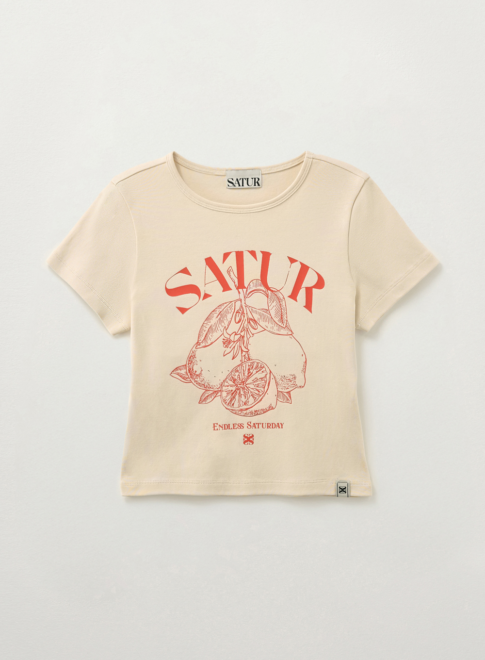 W) Citron Crop Slim Fit T-Shirt - Light Beige | ファッション