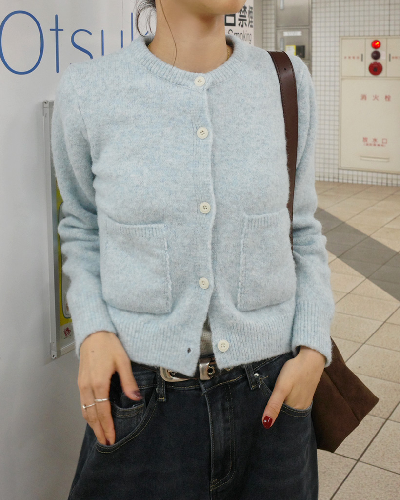 スクエアポケットニットカーディガン