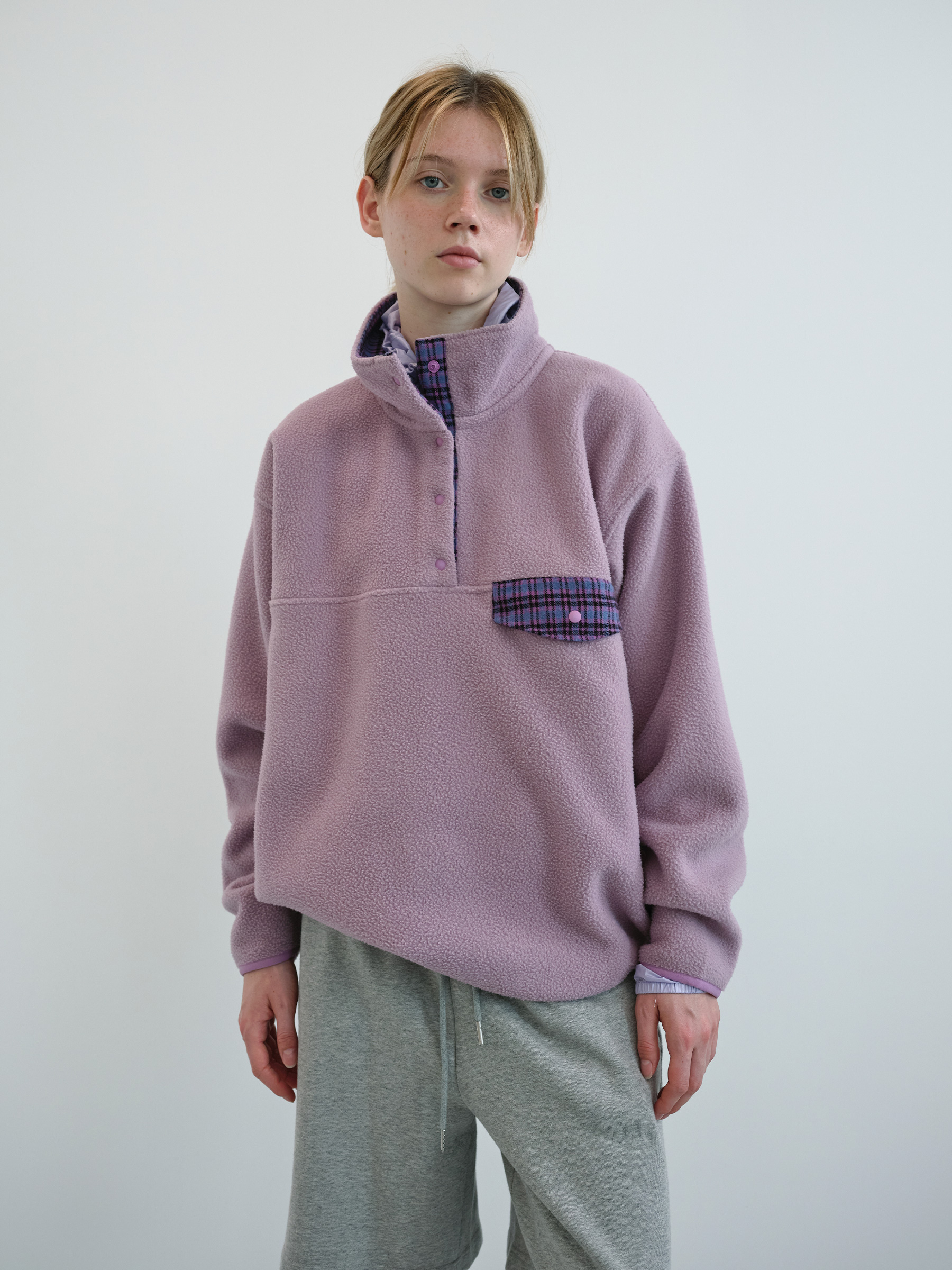 Retro Snap Fleece Anorak (Lavender)