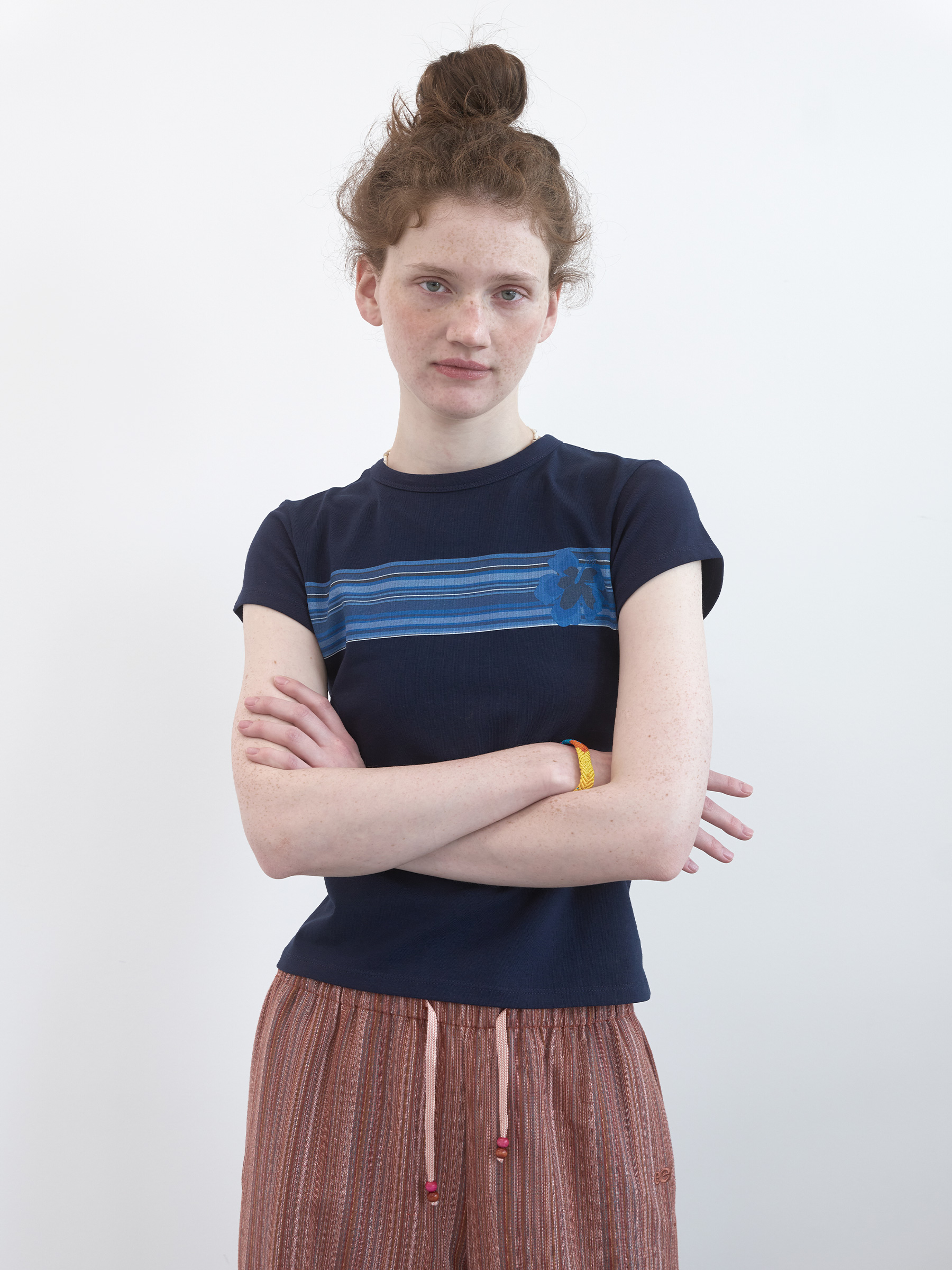 Striped Flower T-shirt (Navy)
