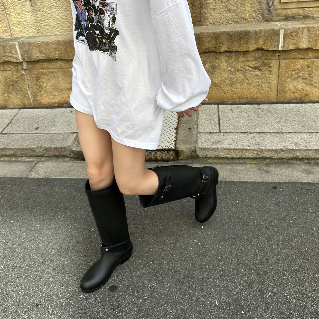 HUNTER 黒 レインブーツ バックル付き ハンター(Hunter)長靴 HUNTER 黒 レインブーツ バックル付き ハンター(Hunter)長靴