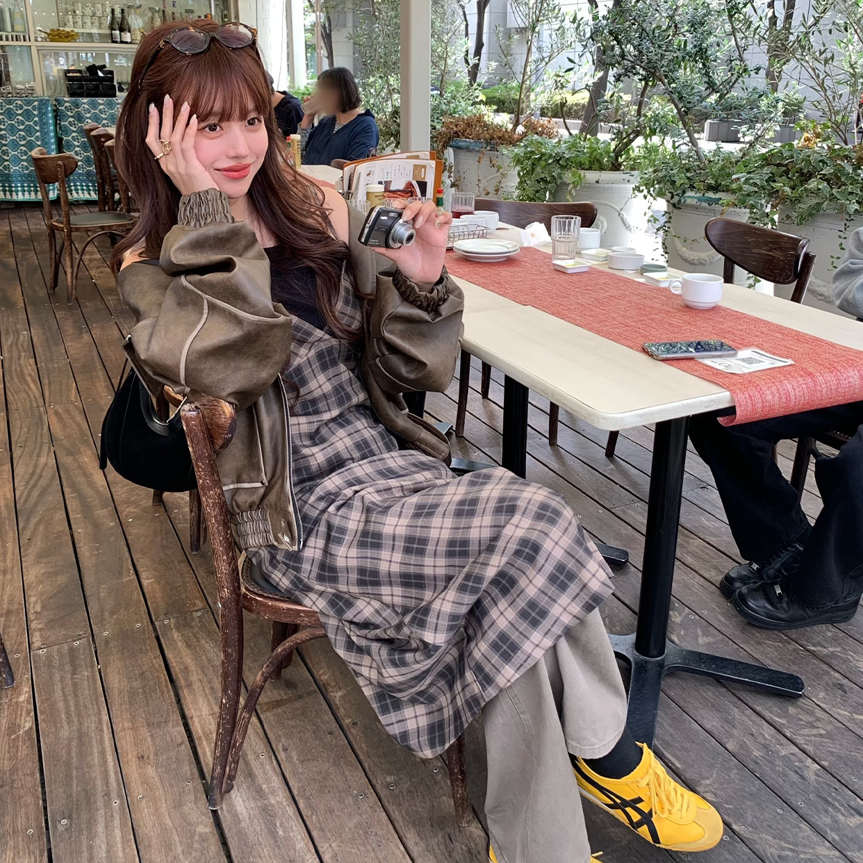 Vネックチェックレイヤードキャミワンピース | ファッション通販サイト  