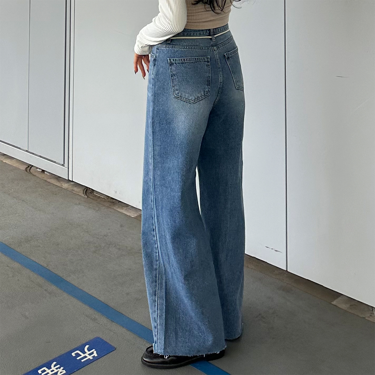 ストリングワイドデニムパンツ | ファッション通販サイト NUGU