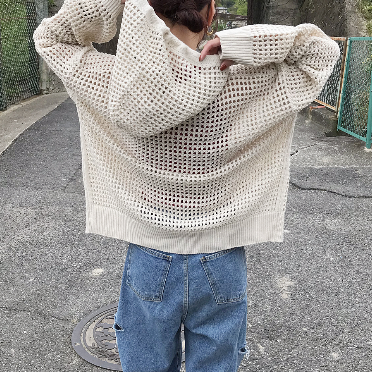 アンカルネ Un carnet メッシュフードZIPパーカー ベージュ