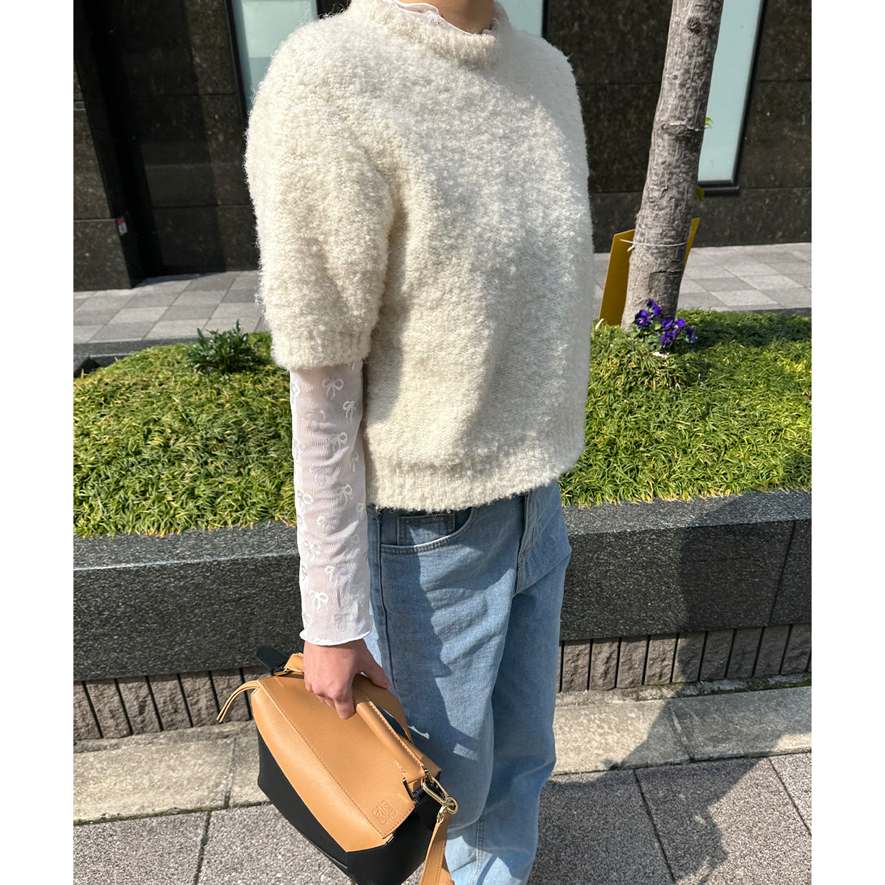kkk 新品 エクストラロングスリーブニット ブークレショートニット ブークレショートスリーブニット | ファッション通販サイト NUGU
