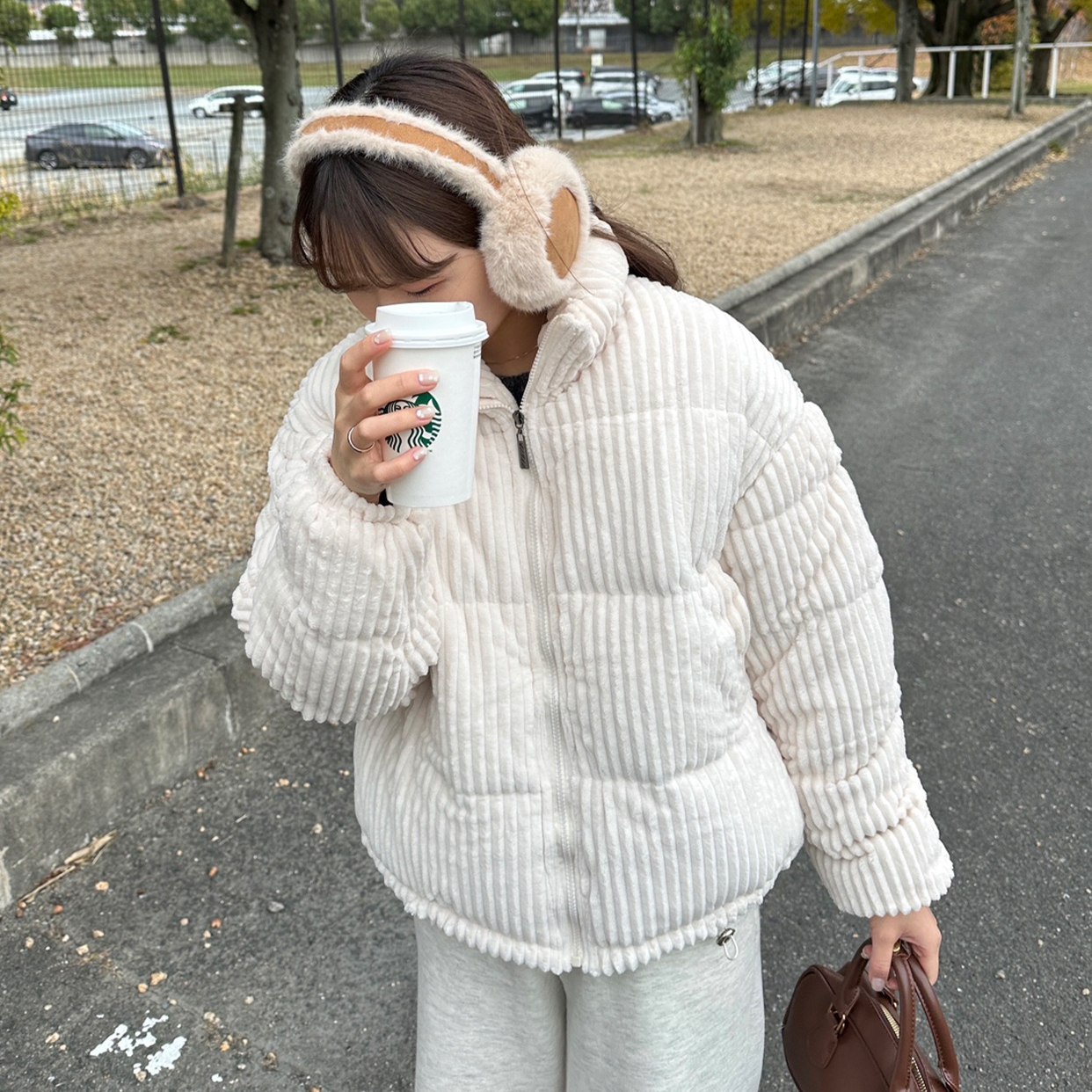 コーデュロイショートパデッドジャケット