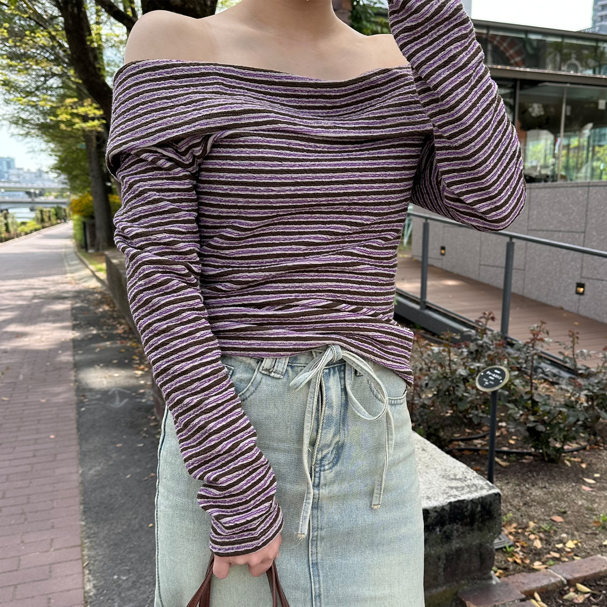 BEST 50]ボーダーオフショルダートップ | ファッション通販サイト NUGU