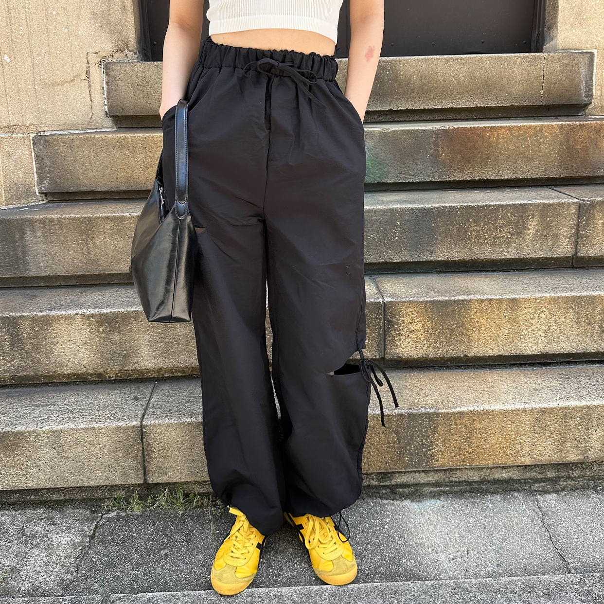 アプ  リボンつきパンツ♪♪ セール】 リボン付きサテンテーパードパンツ （パンツ）｜PINKY