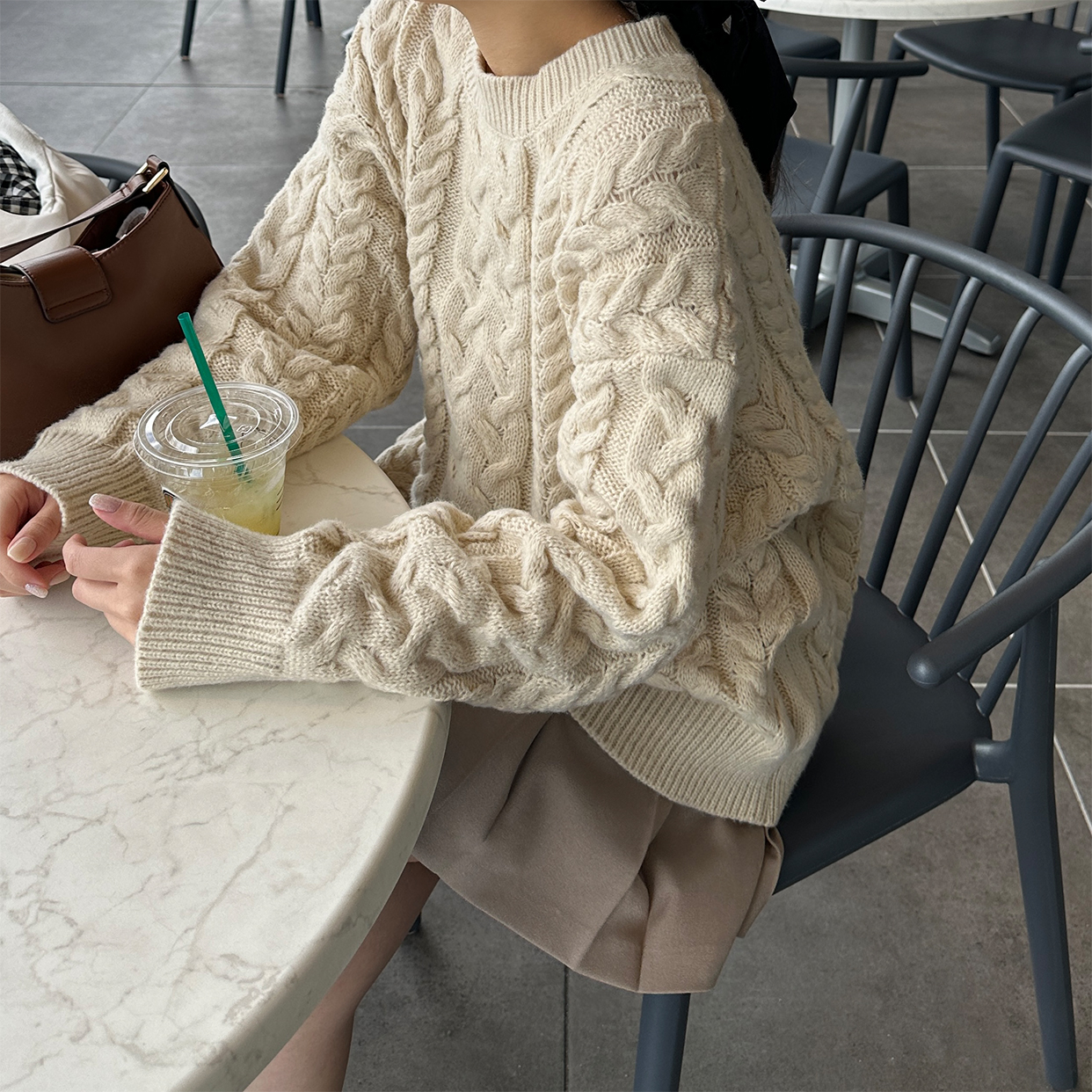 CYCLAS*22-23AW モヘアナイロンケーブルニット ミントグリーン ケーブルツイストロングニット | ファッション通販サイト NUGU