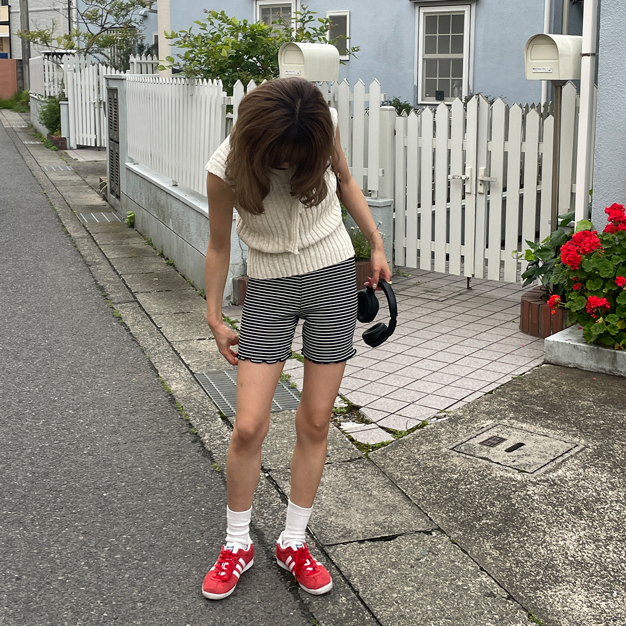 かこ様　ボーダーズ 黒クロップドパンツ Porter Classic - NEW SASHIKO CROPPED PANTS - GRAY – PHAETON