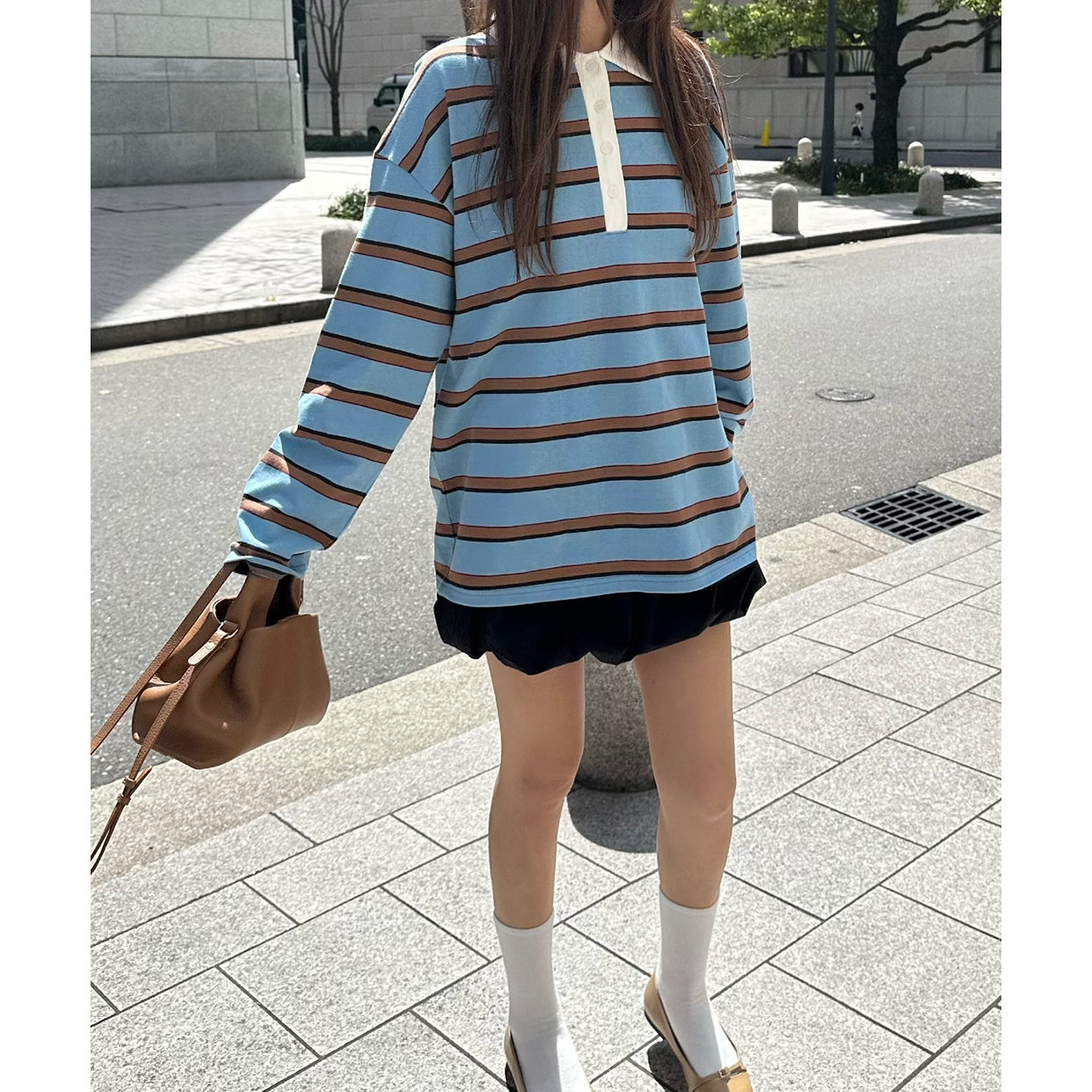 SALE✩.*˚日本製 23区SPORT スナップボタン ボーダー柄シャツ SALE✩.*˚日本製 23区SPORT スナップボタン ボーダー柄シャツ