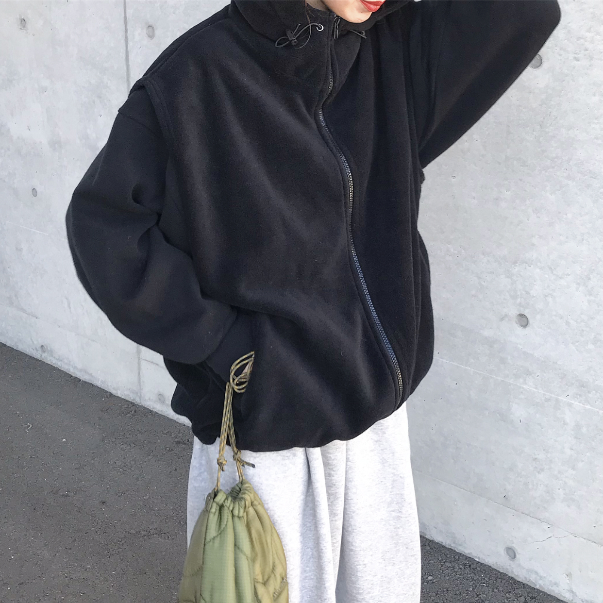 PRISTINEフリース ベスト ジッパー付き オーガニックコットン100