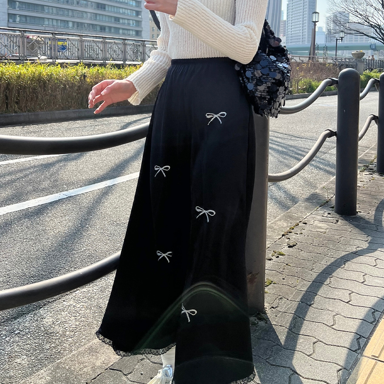 サテンロマンチックリボンスカート | ファッション通販サイト NUGU