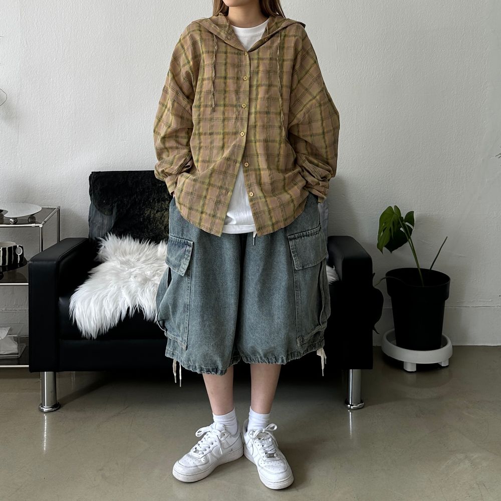 Y/PROJECT デニムハーフパンツ ルーズフィット ハードダメージ デニム ハーフパンツ NDK1926