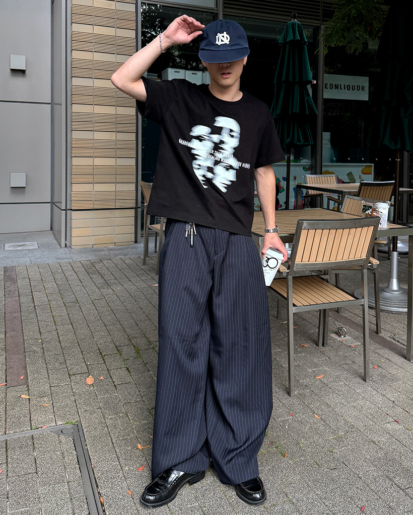 ツータックストライプスラックス